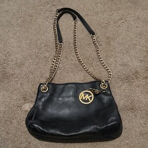 Michael Kors Black Shoulder Bag with Gold Chain